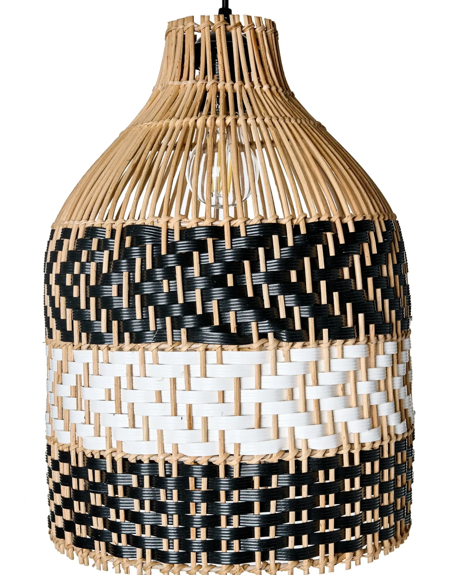 Lampadario TURABO Rattan Nero/Bianco