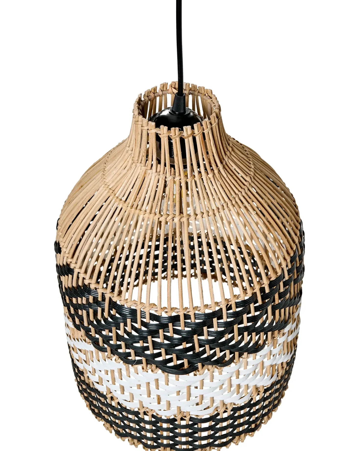 Lampadario TURABO Rattan Nero/Bianco