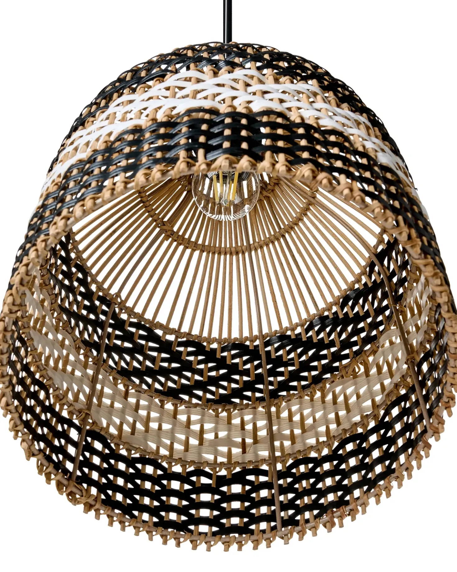 Lampadario TURABO Rattan Nero/Bianco
