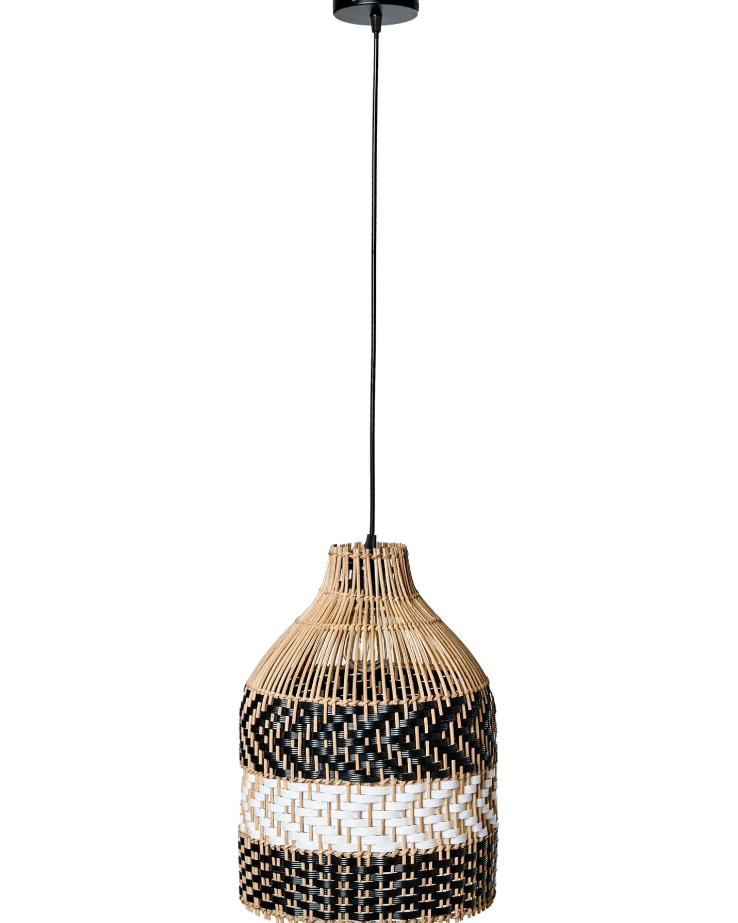 Lampadario TURABO Rattan Nero/Bianco