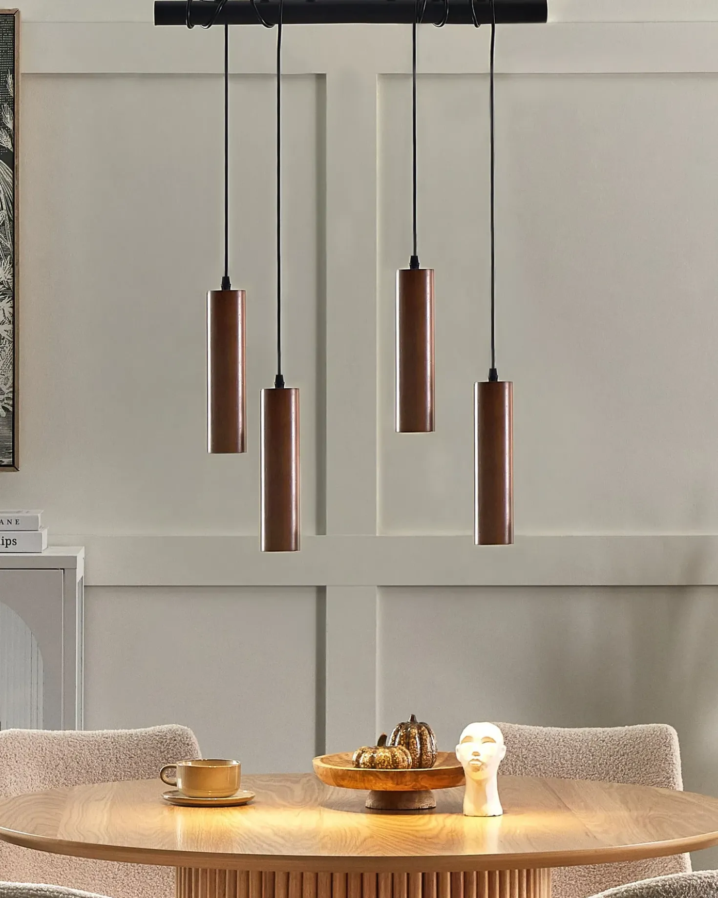 Lampadario TUTAKI Legno di quercia Nero