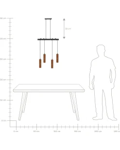 Lampadario TUTAKI Legno di quercia Nero