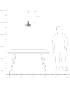 Lampadario WILTZ Vetro Grigio chiaro