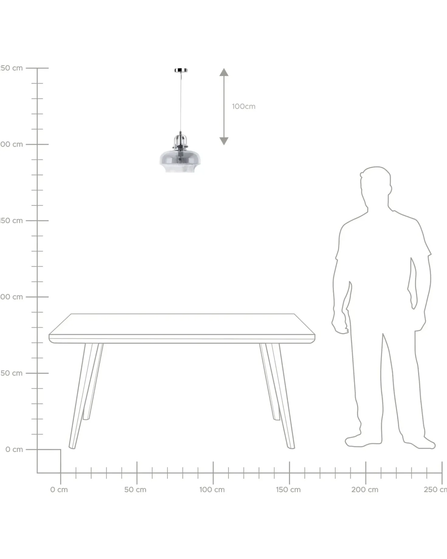 Lampadario WILTZ Vetro Grigio chiaro