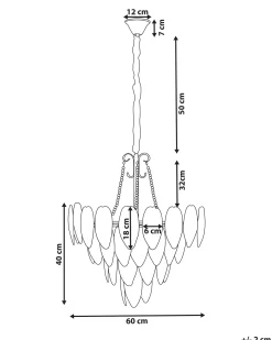 Lampadario YAUCA Vetro Ottone