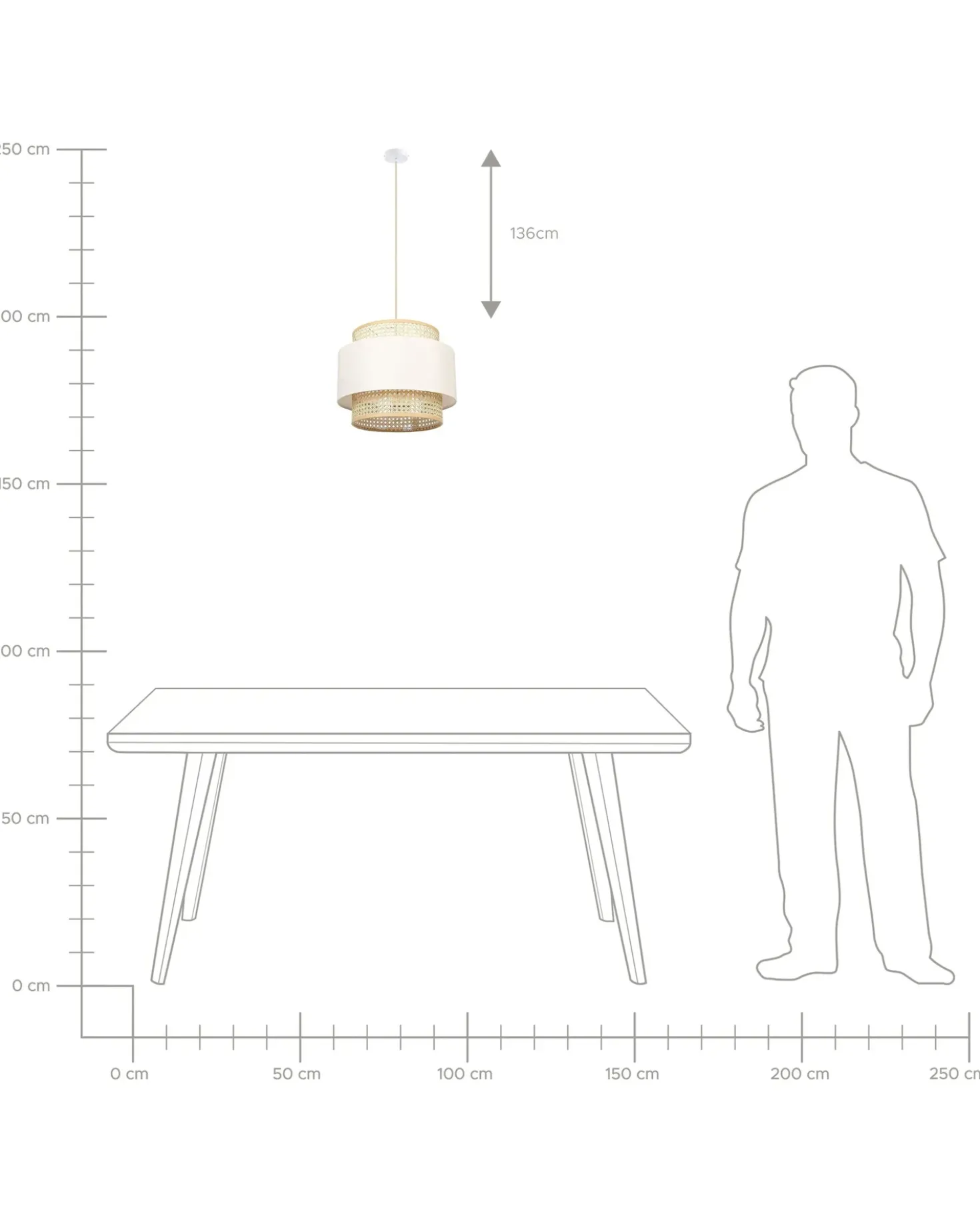 Lampadario YUMURI Rattan Beige chiaro