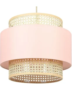 Lampadario YUMURI Rattan Rosa pesca