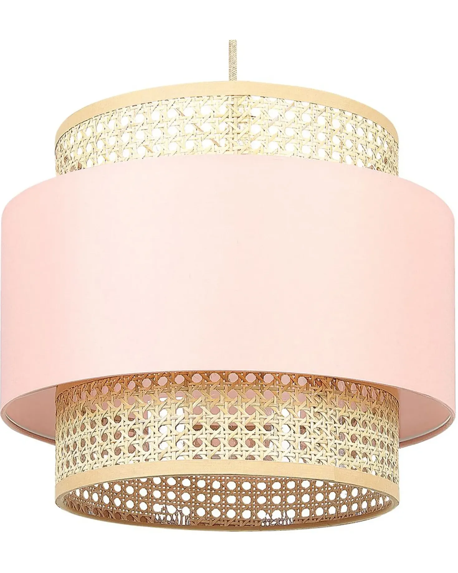 Lampadario YUMURI Rattan Rosa pesca