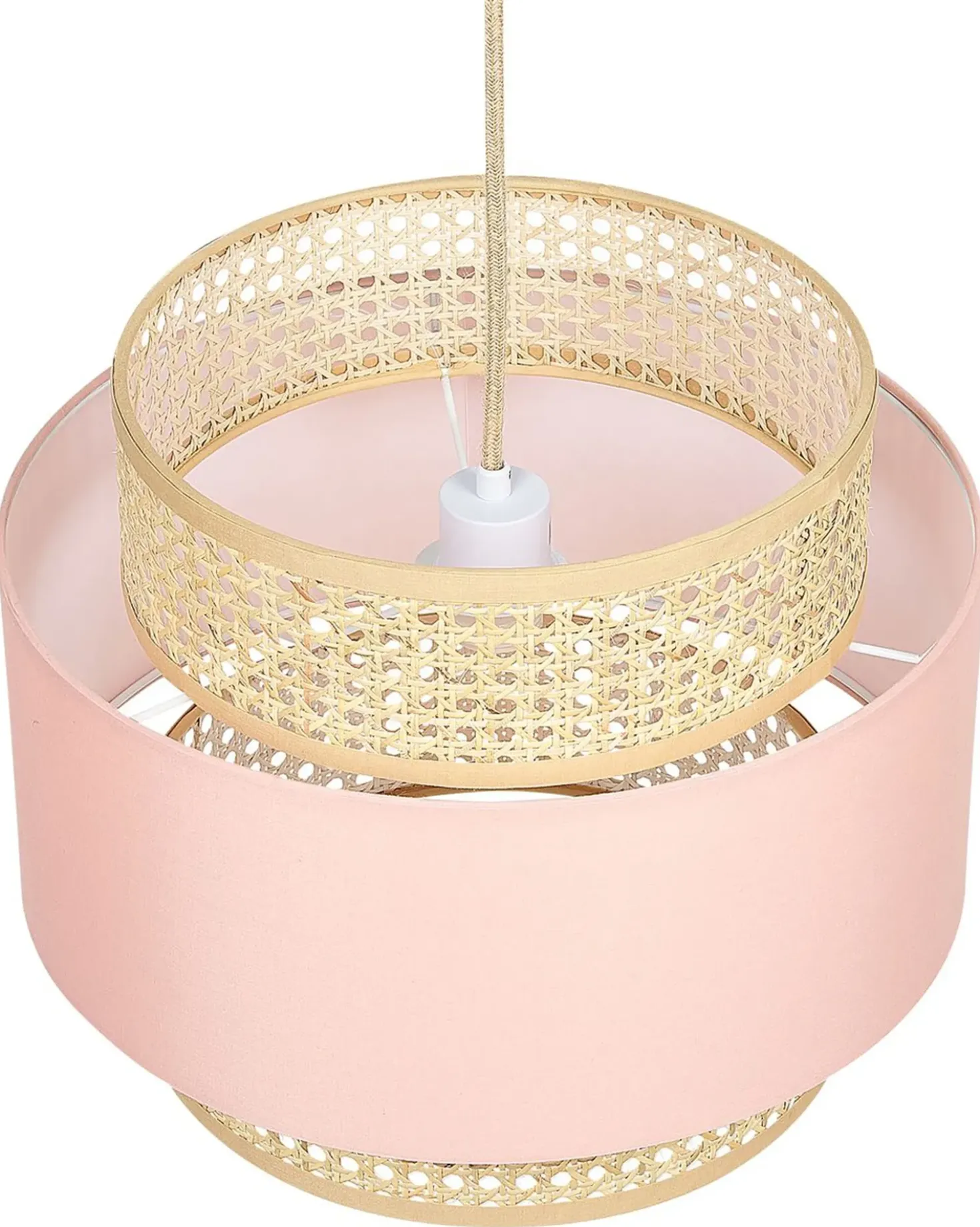 Lampadario YUMURI Rattan Rosa pesca