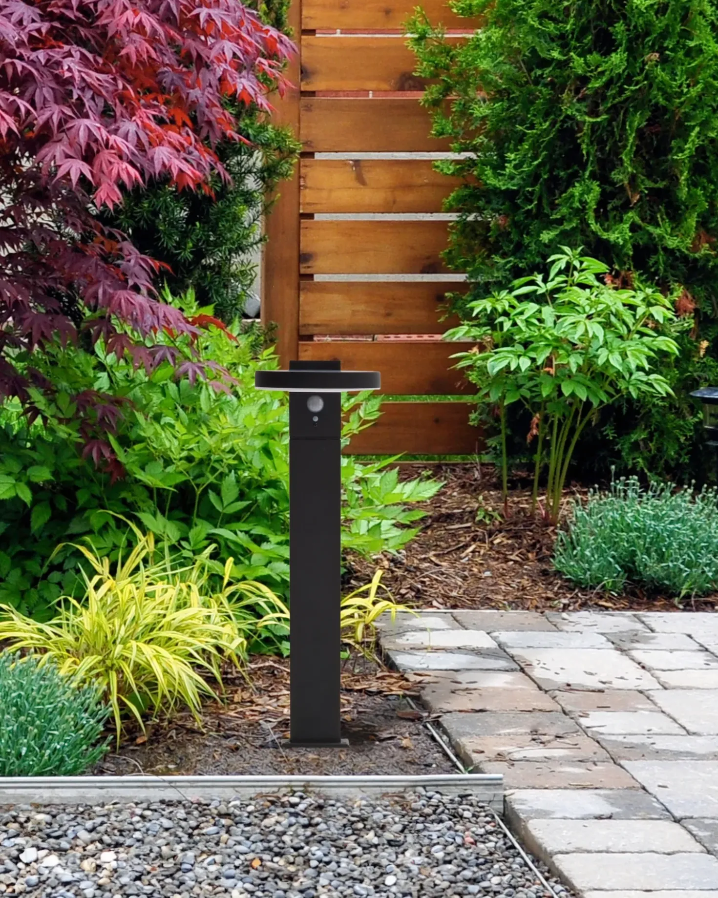 Lampione solare da giardino a LED PARKERS con sensore di movimento Nero