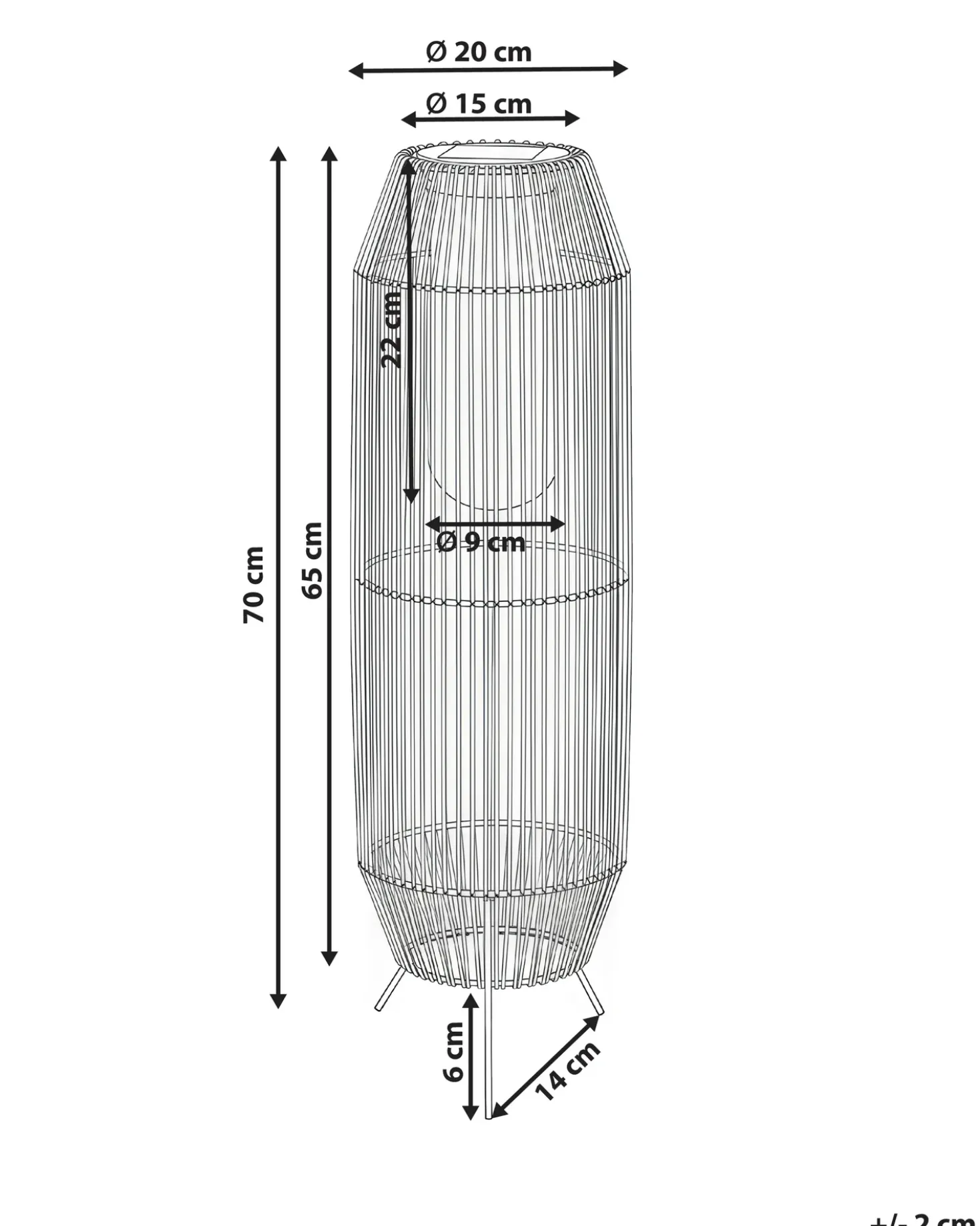 Lanterna a energia solare DONGWE 70 cm Naturale