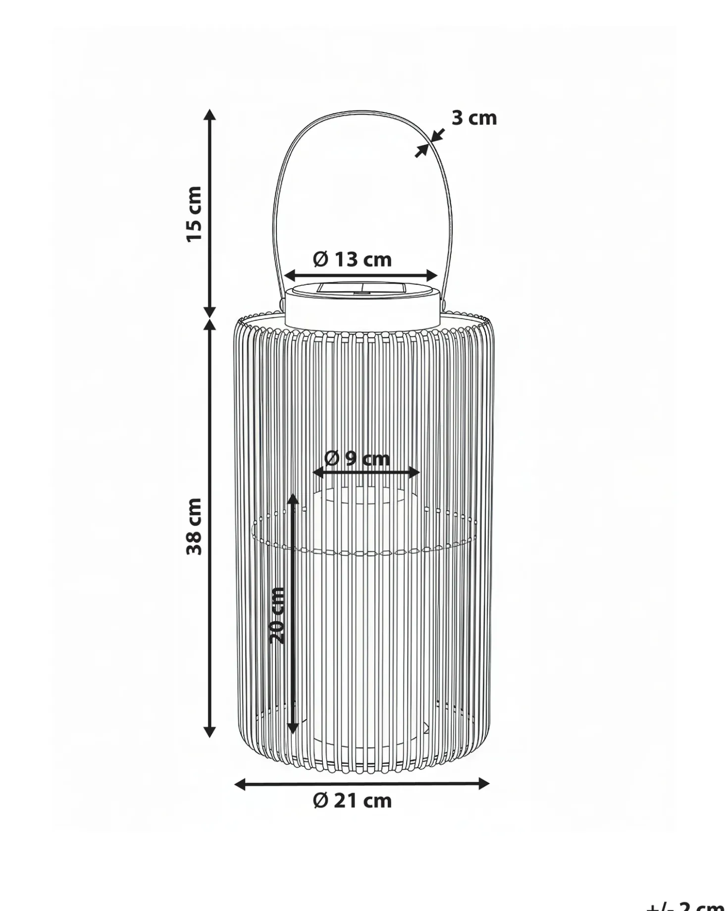 Lanterna a energia solare MACHILI 53 cm Marrone