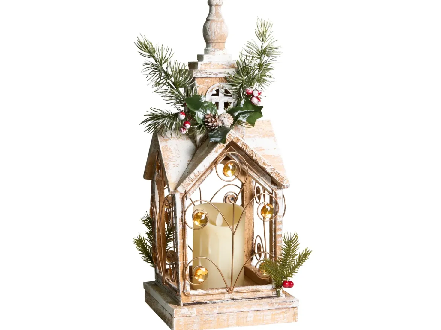 Lanterna a LED SYVANSI Modello natalizio 46 cm Marrone chiaro