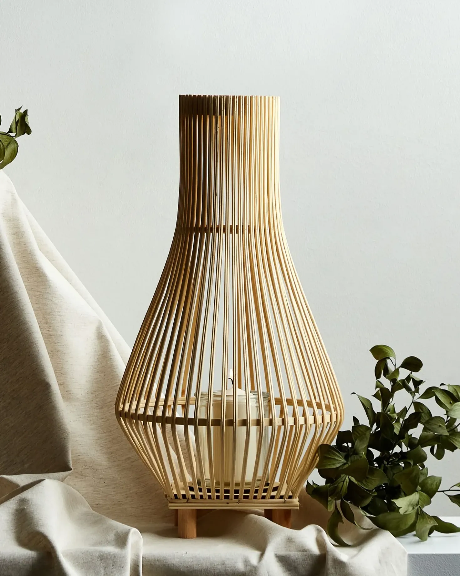 Lanterna LEYTE Legno di salice 58 cm Marrone chiaro