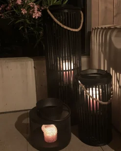 Lanterna LUZON Legno di salice 40 cm Nero