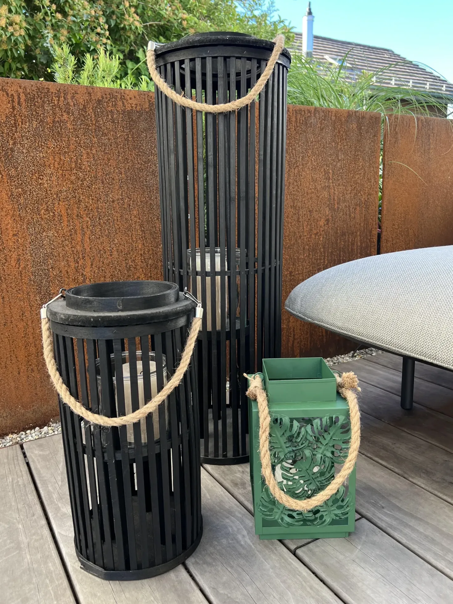 Lanterna LUZON Legno di salice 80 cm Nero