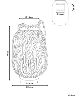Lanterna MAURITIUS Legno di salice 40 cm Bianco