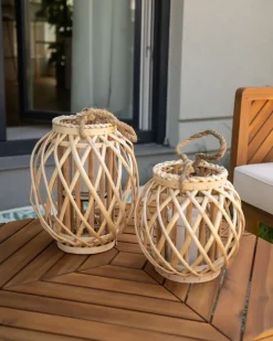 Lanterna MAURITIUS Legno di salice 30 cm Naturale