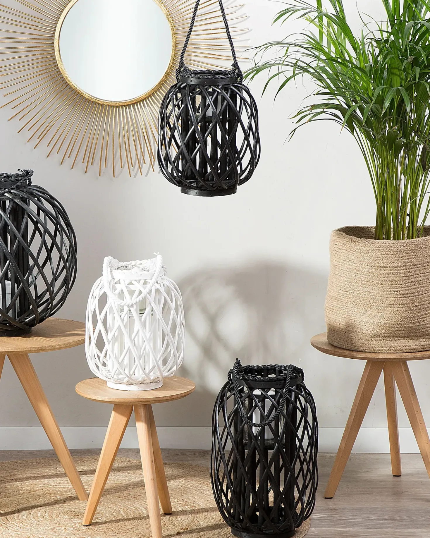 Lanterna MAURITIUS Legno di salice 30 cm Nero
