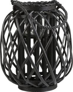 Lanterna MAURITIUS Legno di salice 30 cm Nero