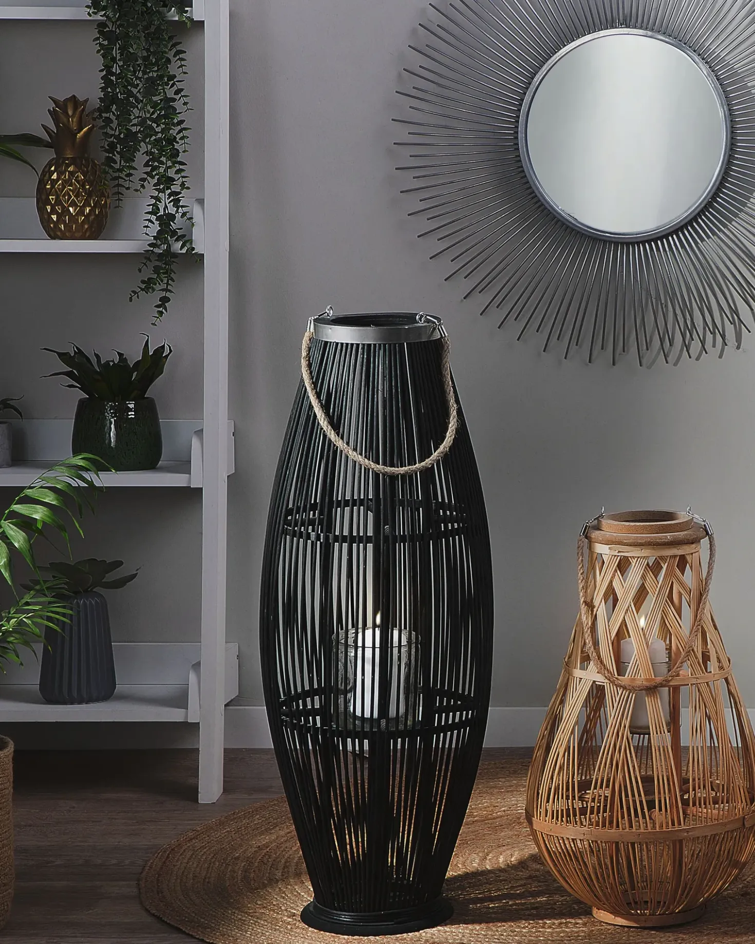 Lanterna TAHITI Bambù 84 cm Nero