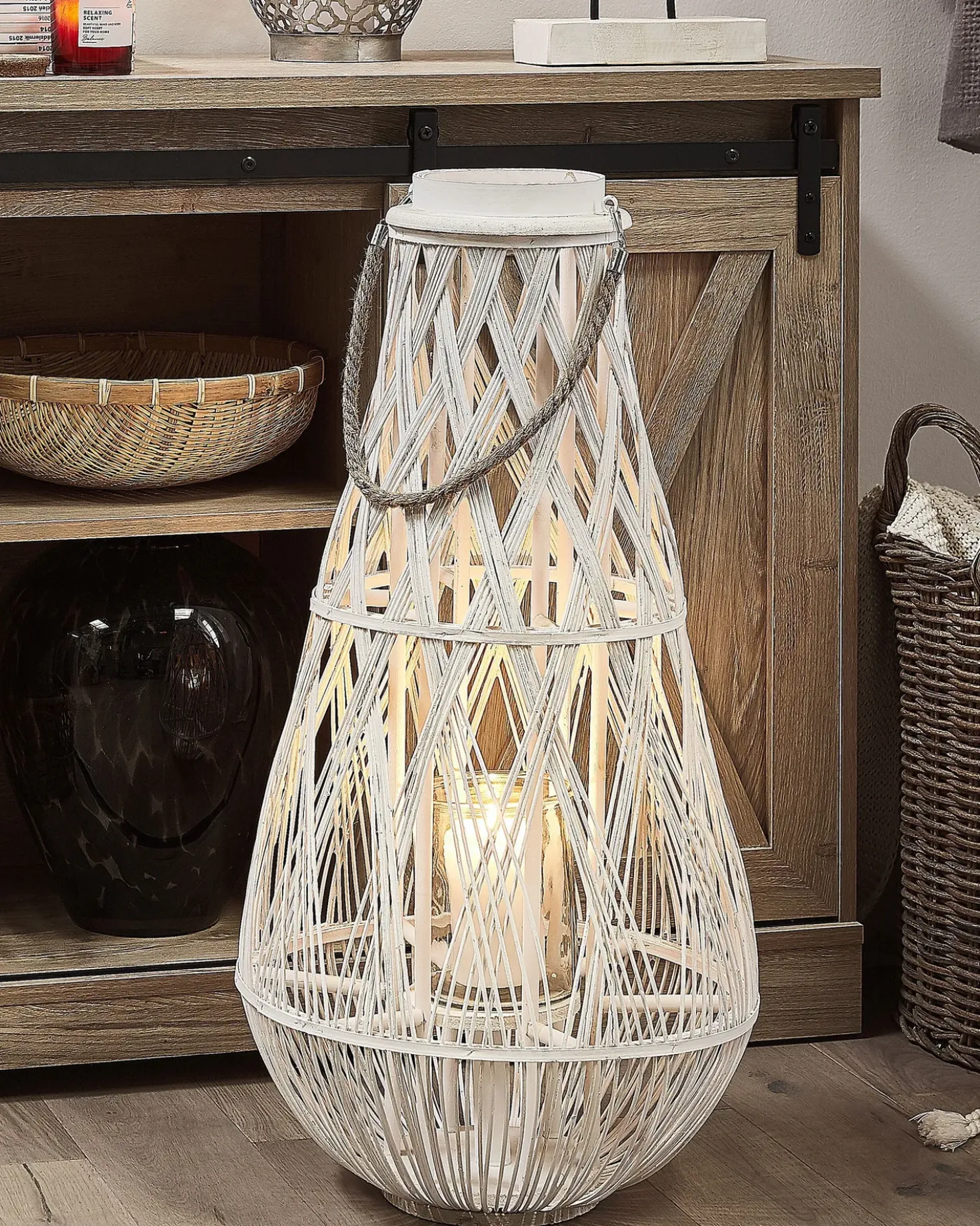 Lanterna TONGA Bambù 77 cm Bianco