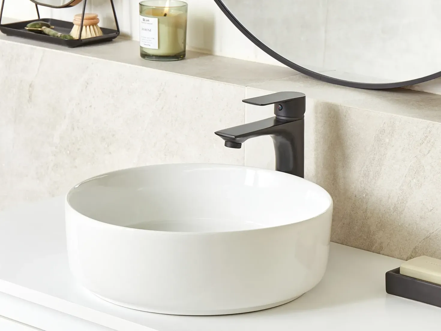 Lavabo da appoggio CALIG ⌀ 36 cm Ceramica Bianco