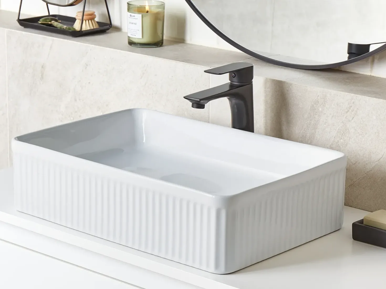 Lavabo da appoggio GELDO 50 x 34 cm Ceramica Bianco