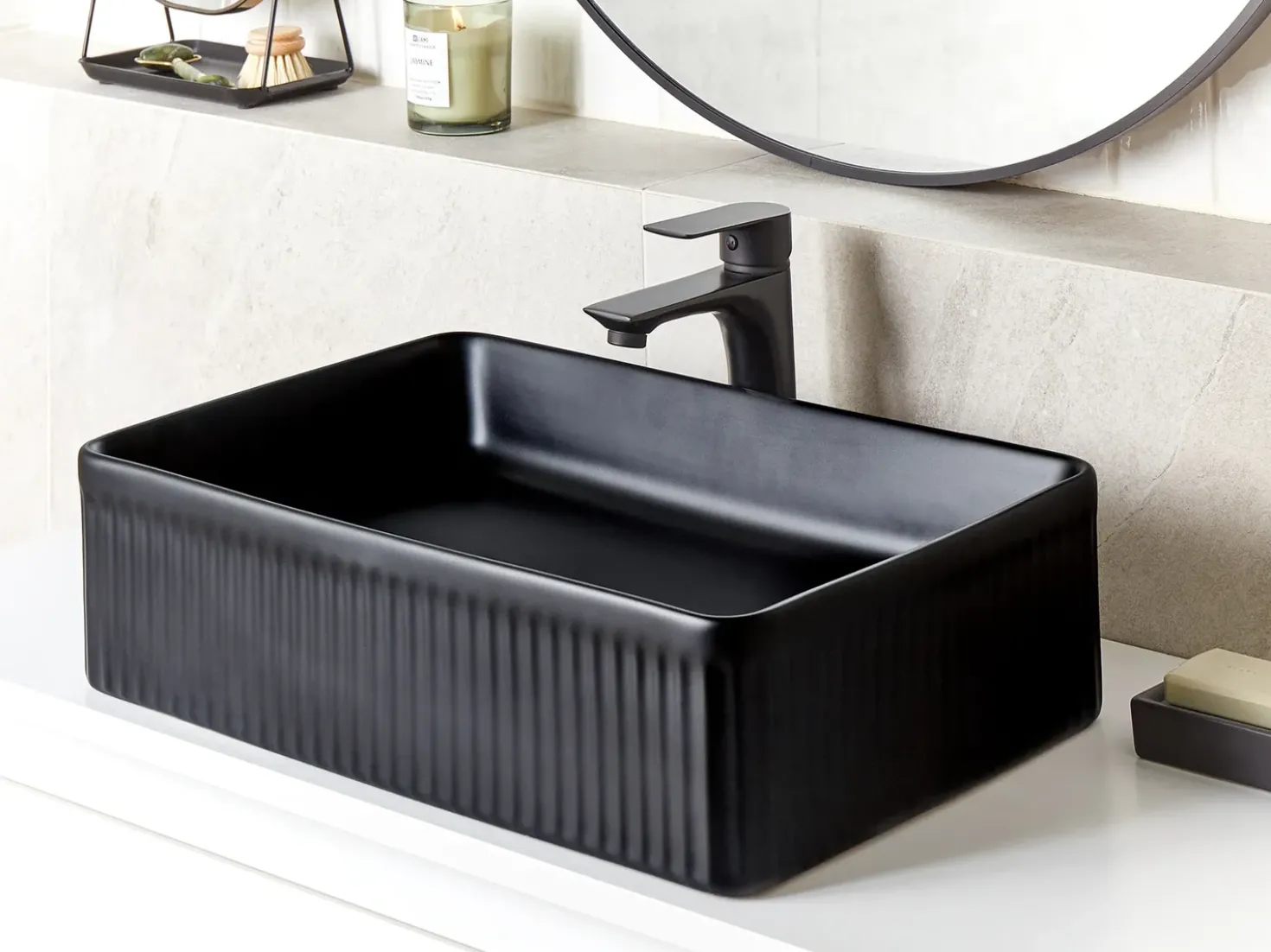 Lavabo da appoggio GELDO 50 x 34 cm Ceramica Nero