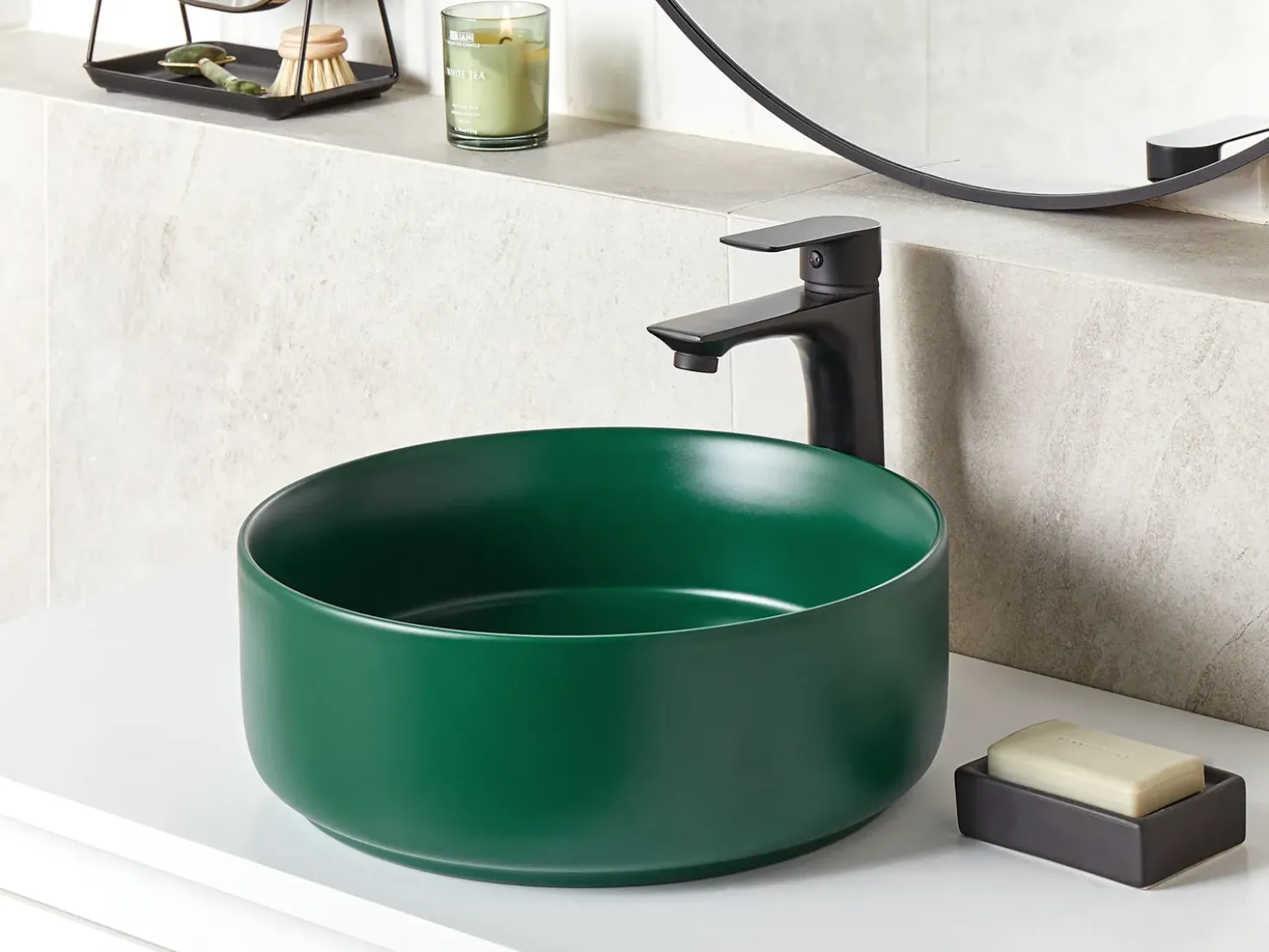 Lavabo da appoggio GUDAR ⌀ 37 cm Ceramica Verde scuro