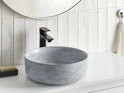 Lavabo da appoggio GUDAR ⌀ 37 cm Ceramica Grigio effetto cemento