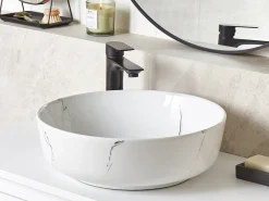 Lavabo da appoggio HOPI ⌀ 42 cm Ceramica Marmo bianco