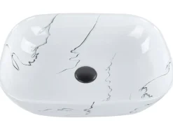 Lavabo da appoggio HOPI 47 x 34 cm Ceramica Marmo bianco
