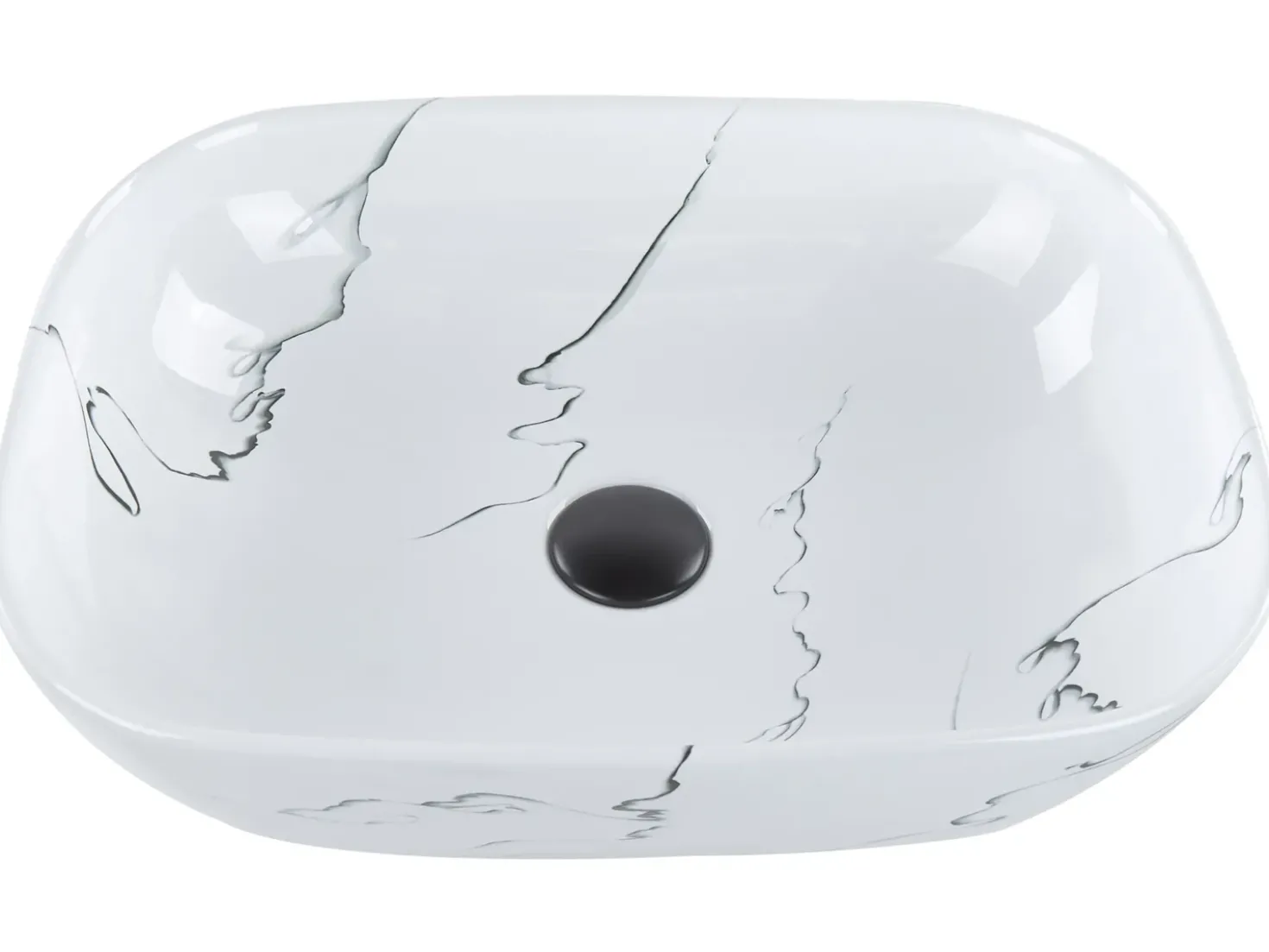 Lavabo da appoggio HOPI 47 x 34 cm Ceramica Marmo bianco