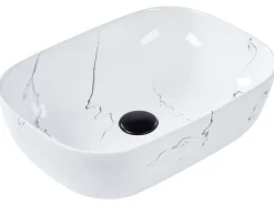 Lavabo da appoggio HOPI 47 x 34 cm Ceramica Marmo bianco
