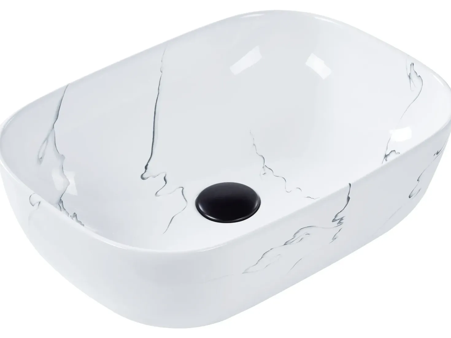 Lavabo da appoggio HOPI 47 x 34 cm Ceramica Marmo bianco