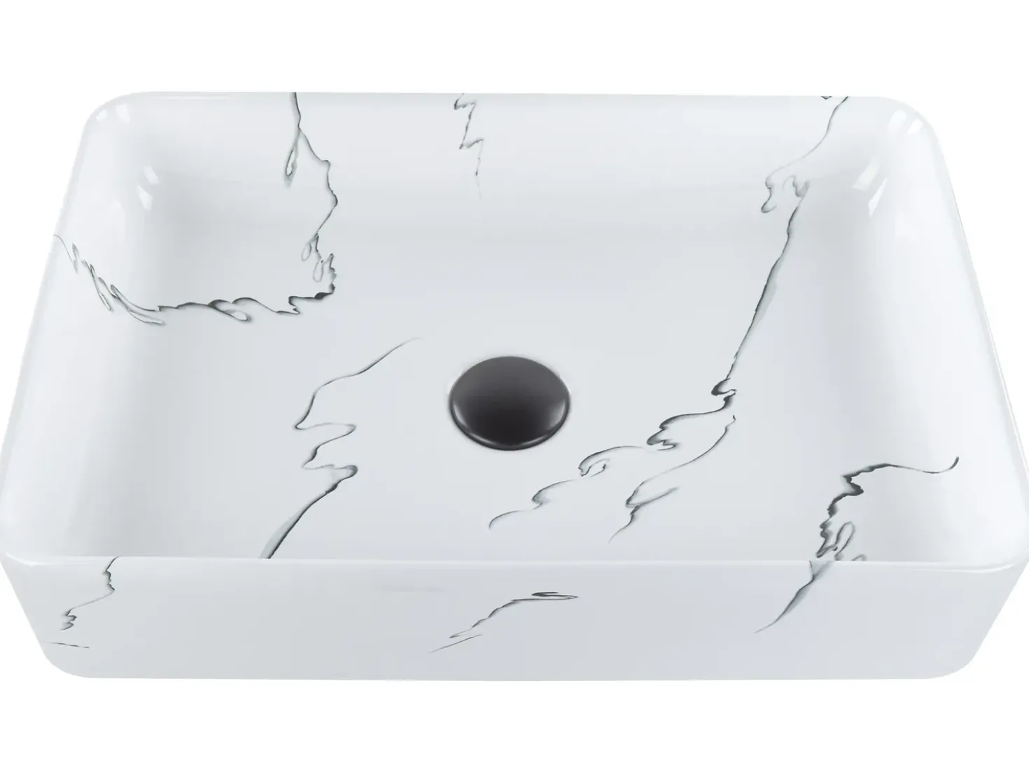 Lavabo da appoggio HOPI 51 x 34 cm Ceramica Marmo bianco