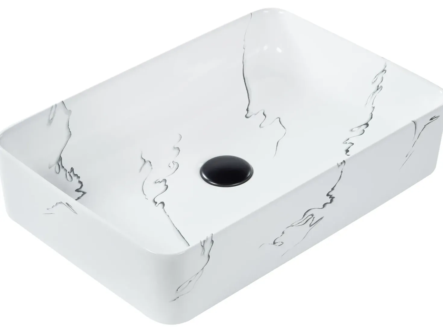 Lavabo da appoggio HOPI 51 x 34 cm Ceramica Marmo bianco