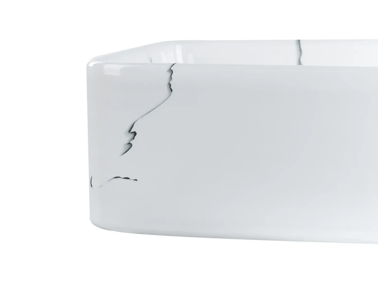 Lavabo da appoggio HOPI 51 x 34 cm Ceramica Marmo bianco