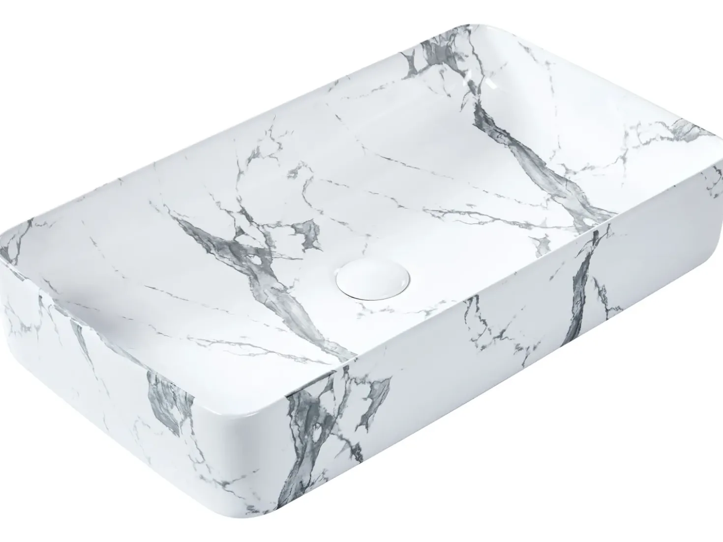 Lavabo da appoggio IPALA 62 x 35 cm Ceramica Marmo bianco