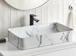 Lavabo da appoggio IPALA 62 x 35 cm Ceramica Marmo bianco