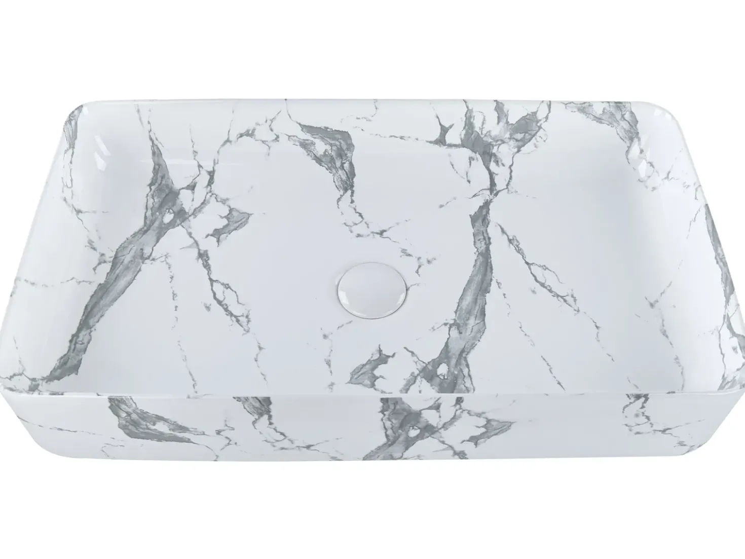 Lavabo da appoggio IPALA 62 x 35 cm Ceramica Marmo bianco