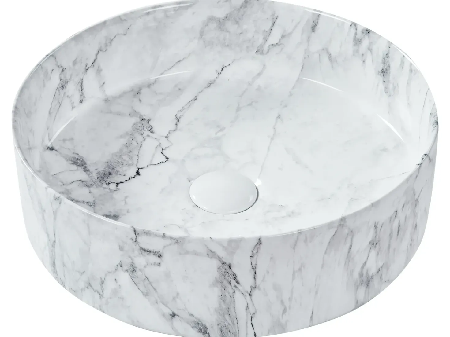 Lavabo da appoggio MANIS ⌀ 40 cm Ceramica Marmo bianco