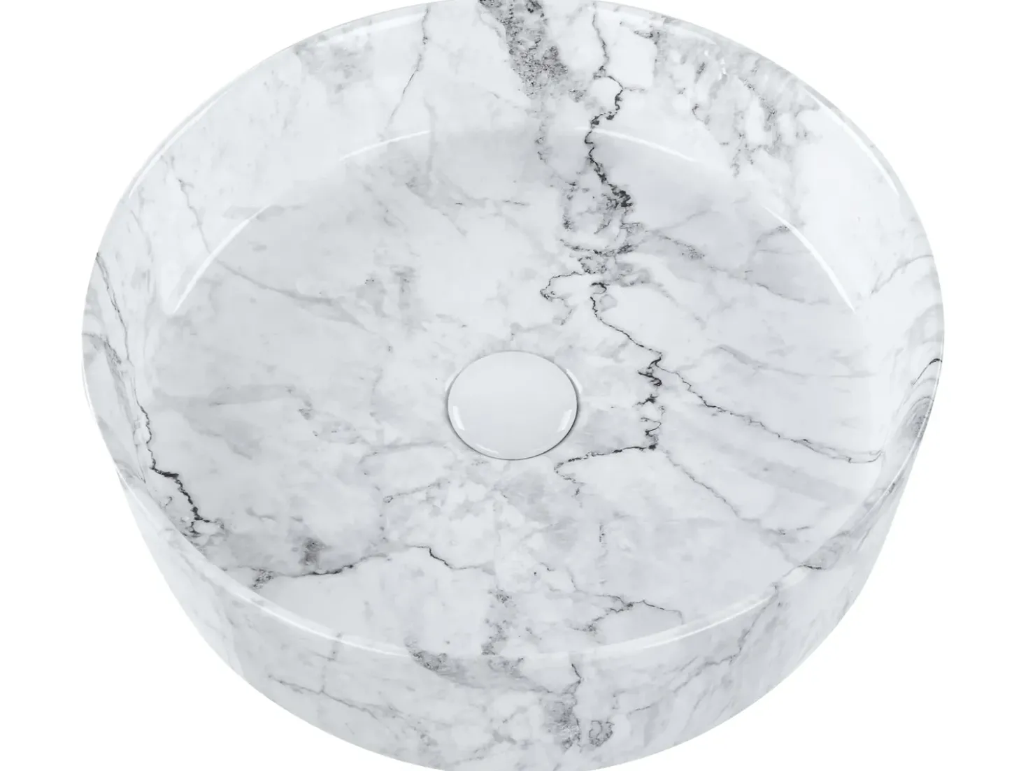 Lavabo da appoggio MANIS ⌀ 40 cm Ceramica Marmo bianco