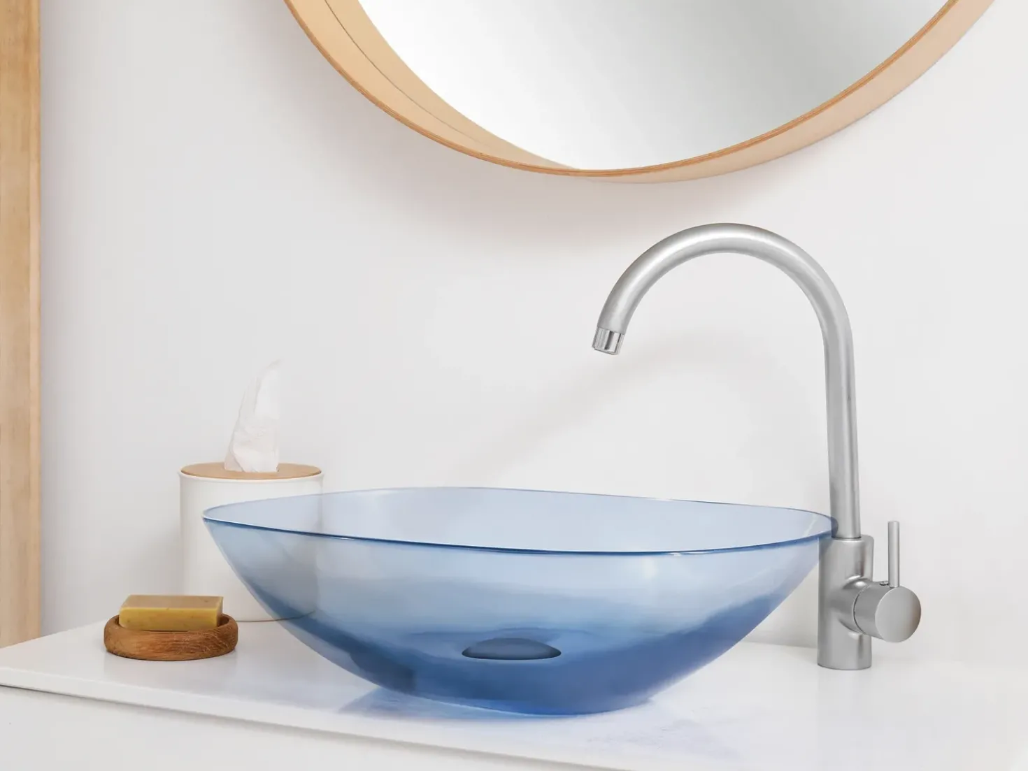 Lavabo da appoggio MOENGO 54 x 36 cm Superficie solida Blu