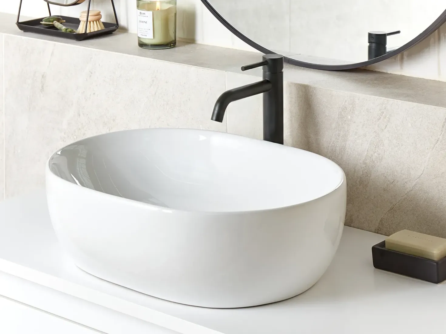 Lavabo da appoggio OMOA 48 x 34 cm Ceramica Bianco