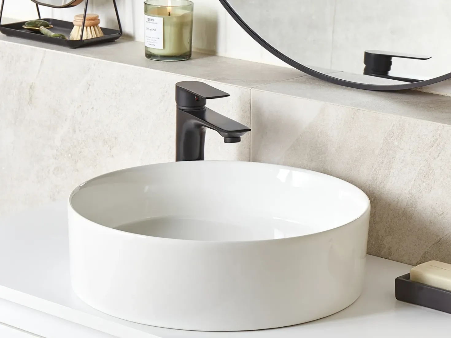 Lavabo da appoggio TEBAR ⌀ 40 cm Ceramica Bianco
