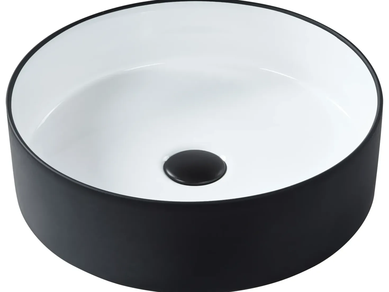 Lavabo da appoggio TEBAR ⌀ 40 cm Ceramica Nero/Bianco