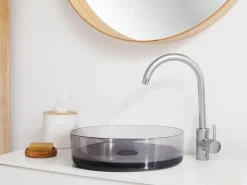 Lavabo da appoggio TOLOSA ⌀ 36 cm Superficie solida Nero