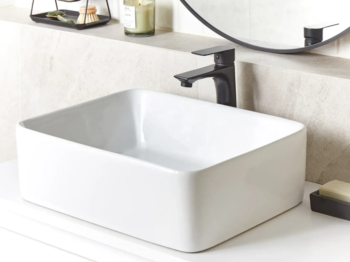 Lavabo da appoggio TRAVESIA 49 x 38 cm Ceramica Bianco